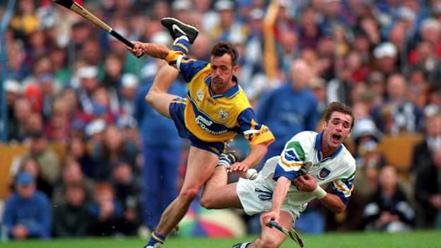 PJ O Connell and Tony Browne collide.