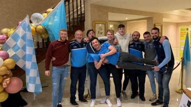 Longford Slashers players celebrate after their County SHC Final win over Wolfe Tones. 