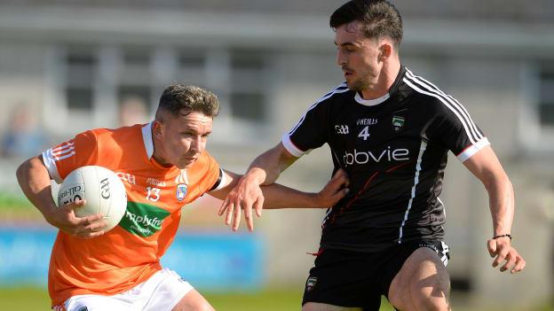 Ryan McShane, Armagh, and Mikey Gordon, Sligo, in action at Markievicz Park.