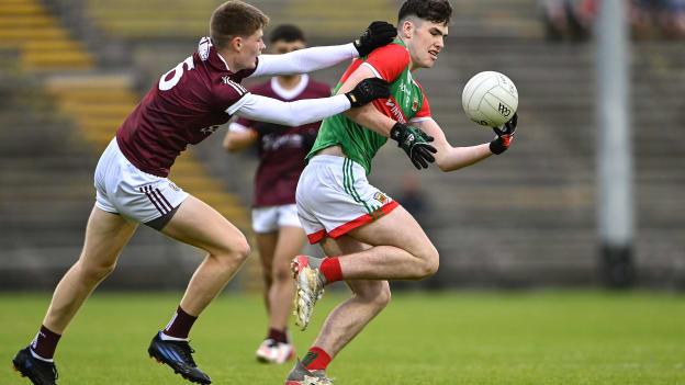 Jack Keane, Mayo, and Cillian Trayers, Galway, in action during the Electric Ireland Connacht MFC Final. 