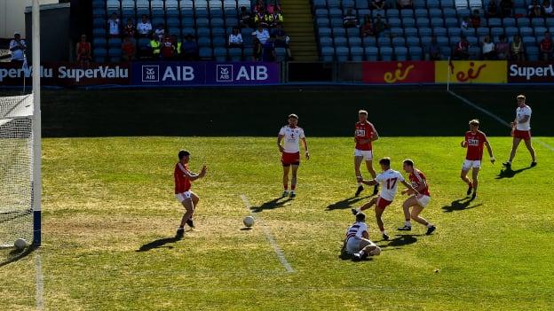 Tyrone cruised to an emphatic All Ireland SFC Round Four Qualifier win over Cork at O'Moore Park.