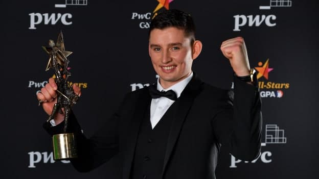 Gearóid Hegarty of Limerick with his PwC GAA/GPA Hurler of the Year award for 2020. Photo by Brendan Moran/Sportsfile.