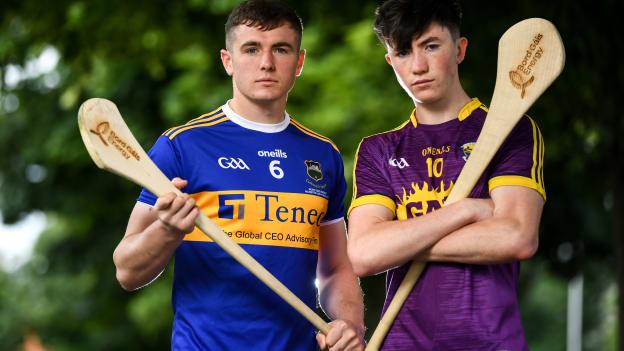 Tipperary's Paddy Cadell and Wexford's Charlie McGuckin pictured ahead of the Bord Gáis Energy All-Ireland U-20 Hurling semi-final.