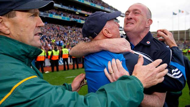 Pat Gilroy embraces Mickey Whelan after victory over Kerry in the 2011 All-Ireland SFC Final. 