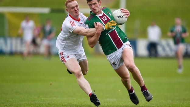 John Heslin, Westmeath, and Donal Mckenny, Louth, in Leinster SFC action at Páirc Tailteann. Photo by Daire Brennan/Sportsfile