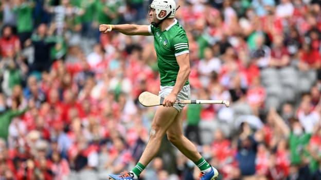 WALKING ON AIR: Aaron Gillane celebrates after scoring his side's second goal. 