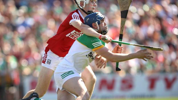 Offaly goalkeeper Mark Troy is put under pressure by Jack Leahy of Cork at FBD Semple Stadium this afternoon. 