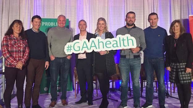 A group photograph of the speakers at the first Mind Matters Mental Health talk in the St. Oliver Plunketts Eoghan Ruadh clubhouse. 