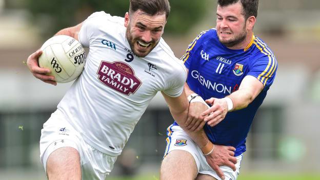 Fergal Conway, Kildare, and Barry McKeon, Longford, during the Leinster SFC Quarter-Final replay at Bord Na Mona O'Connor Park.