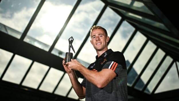 Dublin footballer Paul Mannion with his Player of the Month award at the PwC offices in Dublin. Photo by Eóin Noonan/Sportsfile
