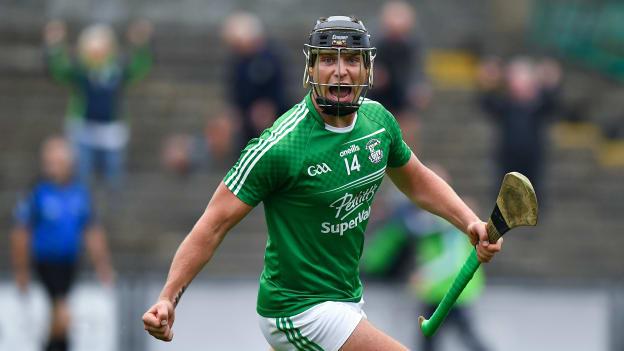 Conor McDonald celebrates following Naomh Eanna's dramatic Wexford SHC semi-final win over Oulart-The Ballagh.