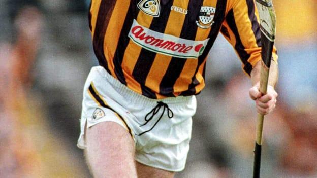 DJ Carey celebrates scoring his second goal in the 1997 All-Ireland SHC Quarter-Final against Galway. 