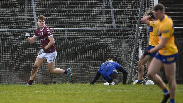 Galway's Rob Finnerty celebrates after scoring a goal against Clare at Tuam Stadium.