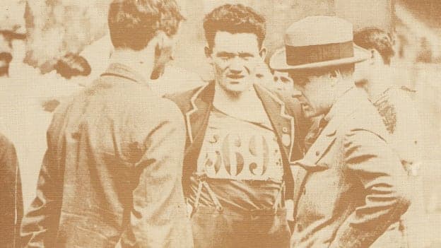 Sean Lavan of Kiltimagh (centre), pictured at the 1924 games alongside the then Prince of Wales (right). 