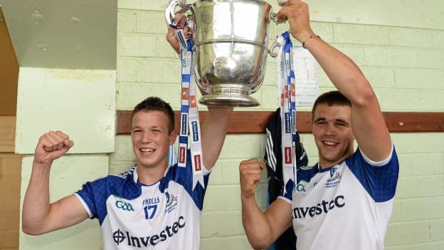 Ryan Wylie (l) and his brother Drew celebrate after helping Monaghan to victory over Donegal in the 2013 Ulster SFC Final. 
