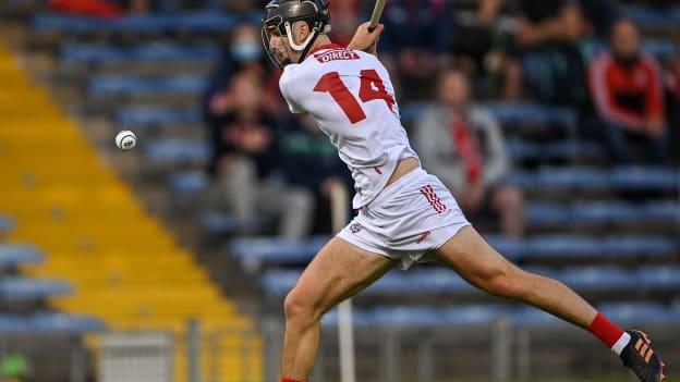 Padraig Power of Cork shoots to score his side's third goal during the GAA Hurling All-Ireland U20 Championship Final match between Cork and Galway at Semple Stadium in Thurles, Tipperary. 