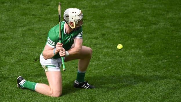 Cian Lynch scores a point from his knees in Limerick's Munster SHC victory over Cork. 