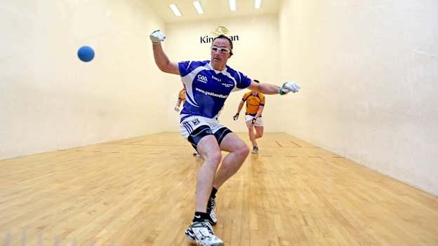 Paul Brady and Michael Finnegan on the way to winning an11th All Ireland Senior Doubles title.