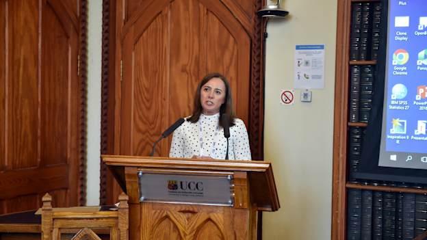 Janas Harrington, National Chairperson of the GAA's Health & Wellbeing committee, speaking at the launch of the UCC GAA Healthy Club. 