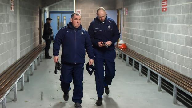 Monaghan manager Séamus McEnaney and selector David McCague ahead of the Allianz Football League Division 1 Round 1 match between Galway and Monaghan at Pearse Stadium in Galway. 
