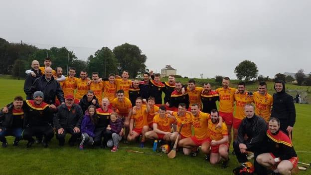The Castlebar Mitchels hurling team celebrate after their Mayo SHC semi-final win over Ballyhaunis.