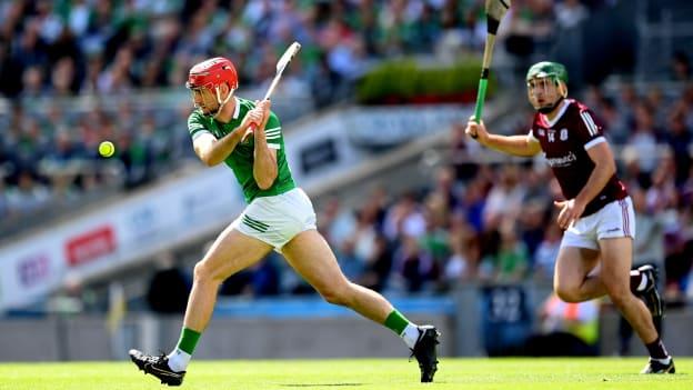 Barry Nash on the way to scoring a spectacular point against Galway in the 2022 All-Ireland SHC semi-final. 