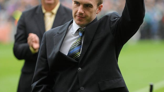 Brian Carroll representing his late father, Pat, as part of the Offaly Jubilee 1985 All Ireland winning team in 2010.