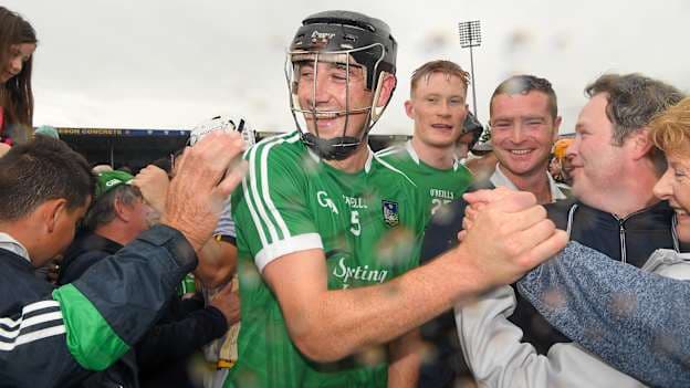 Limerick's Diarmuid Byrnes being congratulated by supporters at Semple Stadium.
