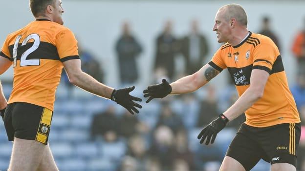 Austin Stacks' Brendan O'Sullivan and Kieran Donaghy celebrate.