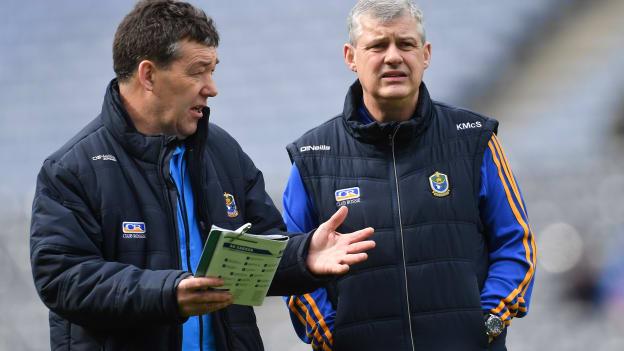 Ger Dowd and Kevin McStay before the Allianz Football League Division Two Final at Croke Park.