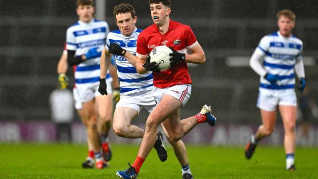 Dylan Geaney, Dingle, and Johnny O'Regan, Castlehaven, in AIB Munster Club SFC Final action at TUS Gaelic Grounds.  Photo by Brendan Moran/Sportsfile