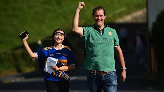 Supporters arrive prior to the Armagh County Senior Football Championship Final match between Crossmaglen Rangers and Maghery Seán MacDiarmada at the Athletic Grounds in Armagh. 