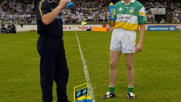 Gerry Fahy and Ciaran McManus before Offaly's 2004 All Ireland SFC Qualifier win over Kildare at St Conleth's Park, Newbridge.