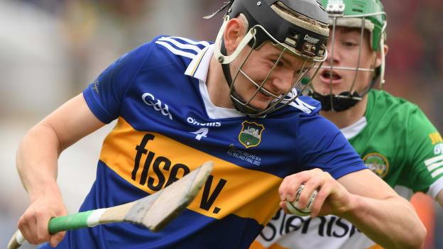 Jack Quinlan of Tipperary in action against Adam Screeney of Offaly during the Electric Ireland GAA Hurling All-Ireland Minor Championship Final match between Tipperary and Offaly at UPMC Nowlan Park, Kilkenny.