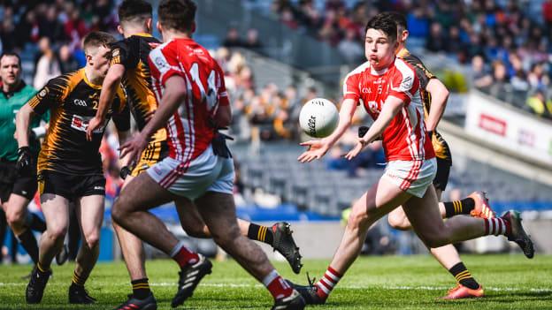 Cian Glennon, Roscommon CBS, drives forward at Croke Park.     Photo: Brian Reilly-Troy.