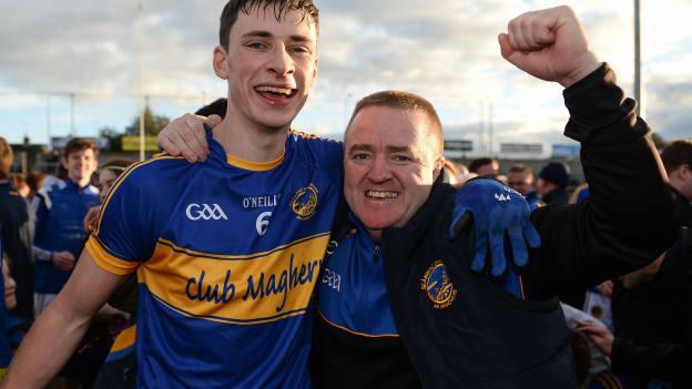 Ciaran Higgins and Sean Cushnahan following the Armagh SFC Final win over Cullyhana.