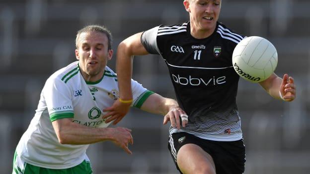 Patrick O'Connor of Sligo in action against Ronan Sloan of London during the Tailteann Cup Round 1 match between Sligo and London at Markievicz Park in Sligo.