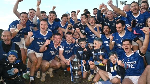 The Naomh Conaill team celebrate with the cup after the Donegal County Senior Club Football Championship final between Gaoth Dobhair and Naomh Conaill at MacCumhaill Park in Ballybofey, Donegal. Photo by Ramsey Cardy/Sportsfile.