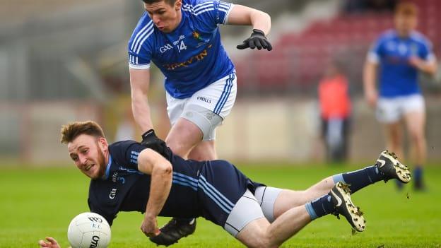 Danny Gorman, Killyclogher, and Paddy McNiece, Coalisland, during the Tyrone SFC Final at Healy Park.