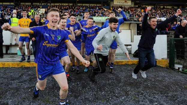 Clann na Gael players celebrate after defeating St. Brigid's in the Roscommon County SFC Final. 
