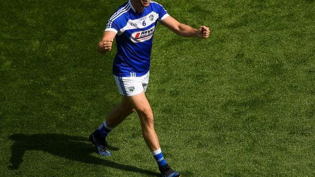 Colm Begley celebrates after Laois defeated Carlow in the 2018 Leinster SFC semi-final. 