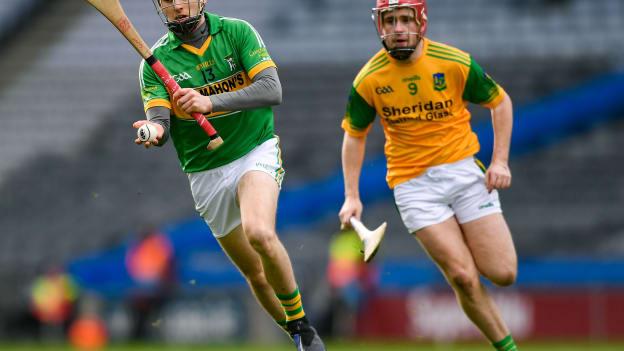 Fergal Rafter, Castleblayney, and Eoghan Kearney, Dunnamaggin, in AIB All Ireland Club JHC Final action at Croke Park.