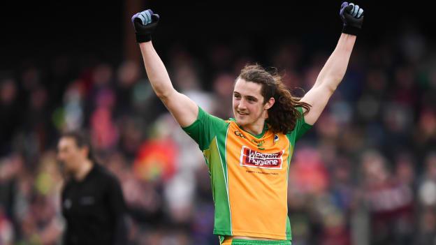 Corofin's Kieran Molloy celebrates after victory over Gaoth Dobhair in the AIB All-Ireland Club SFC semi-final.