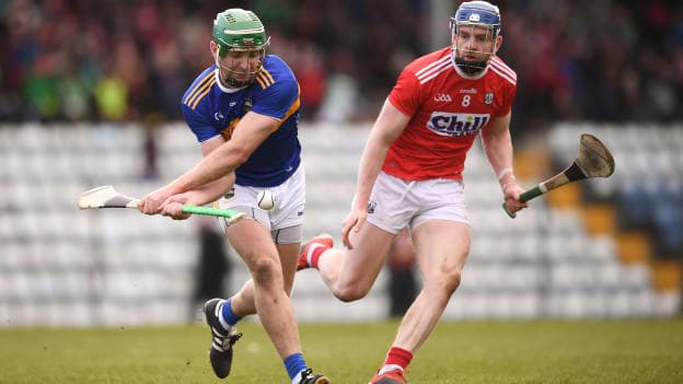 Noel McGrath of Tipperary and Cormac Murphy of Cork during the Allianz Hurling League Division 1A Round 5 match between Cork and Tipperary at Páirc Uí Rinn in Cork. 