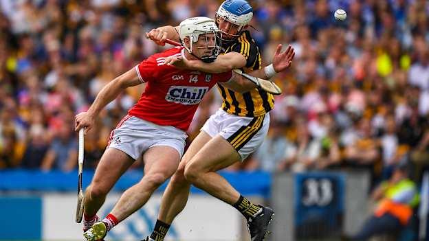 Cork's Patrick Horgan battles against Kilkenny's Huw Lawlor during Sunday's All-Ireland Senior Hurling Championship quarter-final at Croke Park.