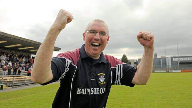 Brian Hanley celebrates a Leinster Championship win when in charge of Westmeath against Antrim at TEG Cusack Park in 2012.