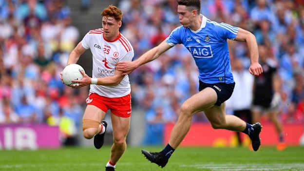 Meyler on the ball against Dublin's Brian Fenton in last year's All-Ireland final.