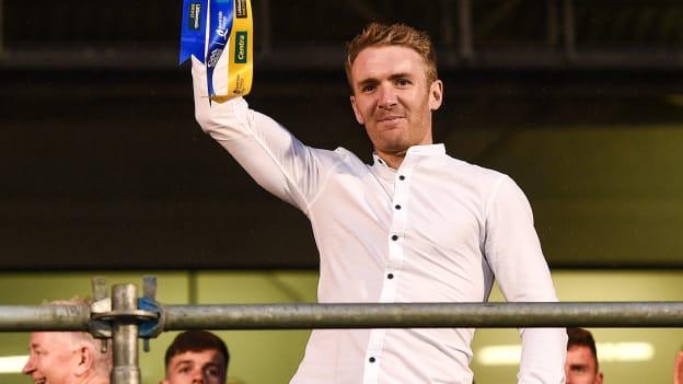 Noel McGrath holds the Liam MacCarthy Cup aloft at the Tipperary team homecoming in Semple Stadium. 