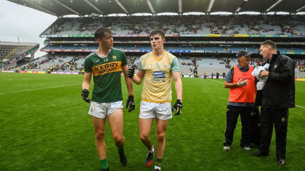 David Clifford and Sean O'Shea pictured after the Kerry v Donegal game last month.