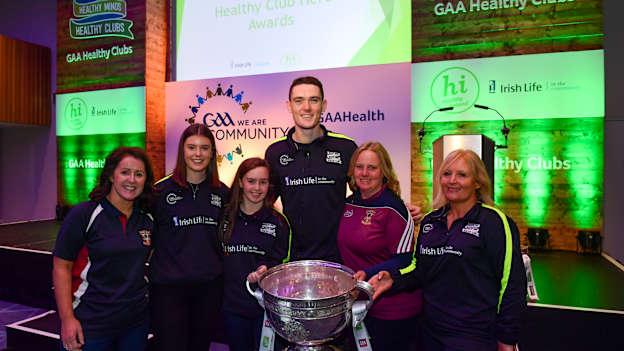 Dublin midfielder Brian Fenton with members of his Raheny GAA club, when they received official recognition as a Healthy Club in 2017.